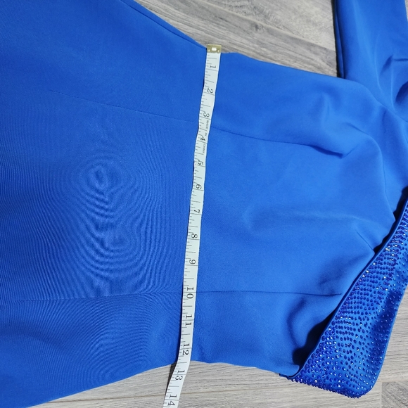 Blue One-Shoulder Belted Midi Dress - Picture 9 of 9